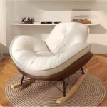 Chaise longue, Glider, chaise à bascule pour chambre d'enfant, chaise d'appoint pour le salon, fauteuil à dossier haut, siège rembourré, chaise longue pour le bureau (marron)